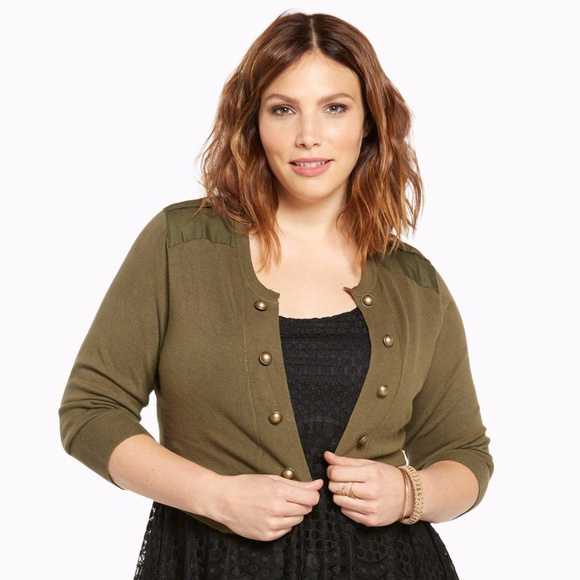 torrid Sweaters - Torrid Womans Olive Military Shrug Size 2
